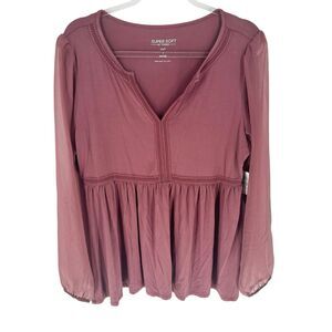 Torrid Top Womens 1X Babydoll Balloon Sleeve Peasant Blouse Super Soft NEW